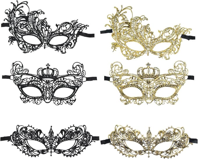 Solidchoice - Set van 6 Venetiaanse Maskers voor Feestelijke Gelegenheden