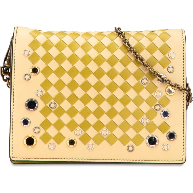 Tweedekans Nappa Intrecciato Studded Wallet On Chain