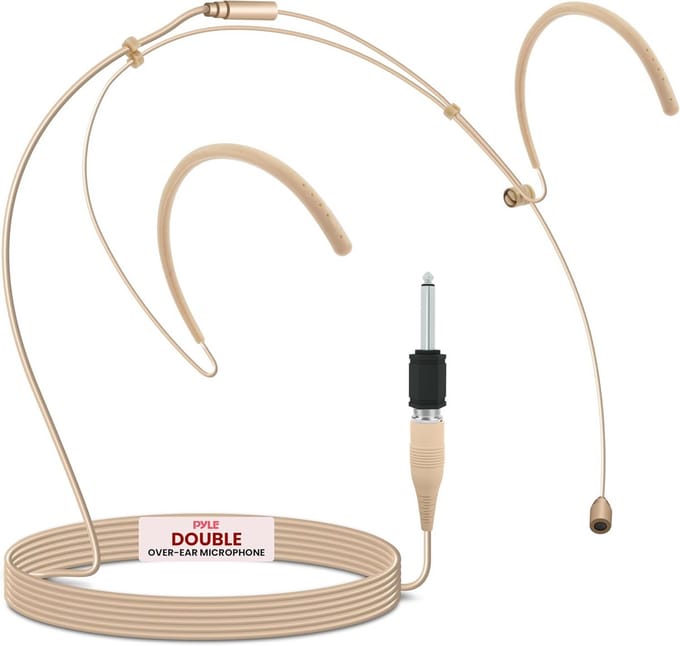 Headset Microfoon - Draadloze Microfoon - Zingen Presenteren - Omnidirectioneel Condensator - 1.2m kabel - Beige