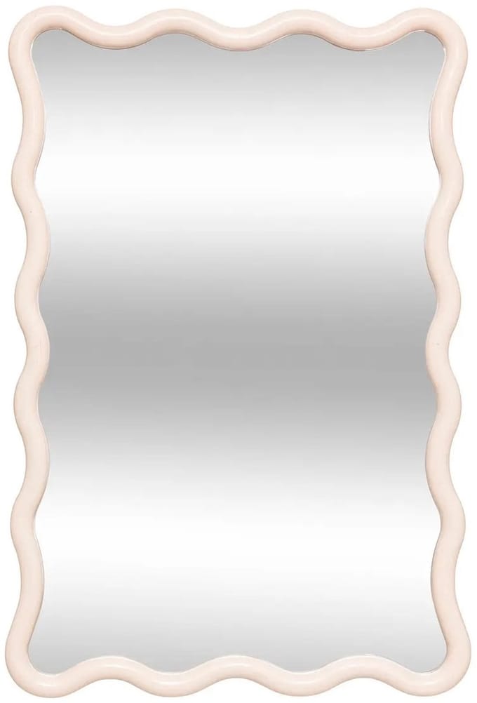 Atmosphera Wandspiegel Waves - beige - 60 x 38 cm - kunststof/glas - hangspiegel - ophangbaar