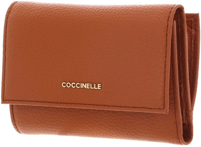 COCCINELLE Leren portemonnee Metallic Soft Wallet Grainy Leather Crab Lichtbruin