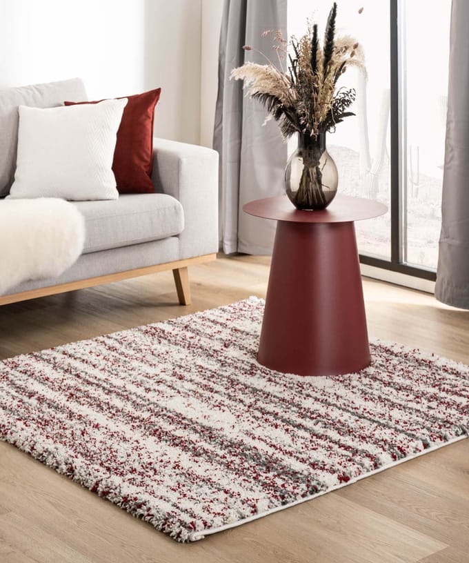 Vierkant berber vloerkleed - Artisan Essa grijs/rood 240x240