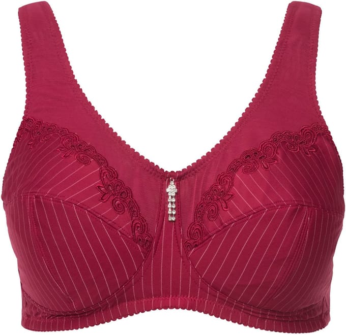 Ulla Popken - Dames - Ontlastingsbeha zonder beugel strasshanger - Donkerrood - Maat 110F