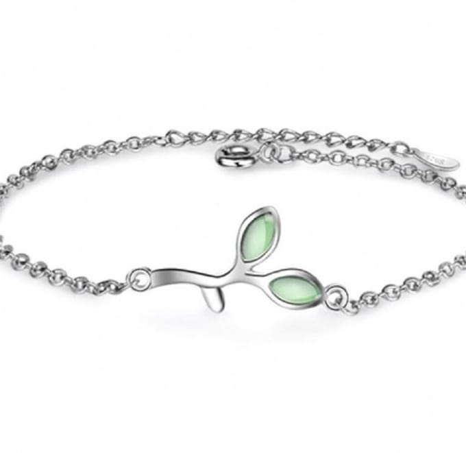 Zilver -Armbandje- Green Leaf -18 cm - Charme Bijoux