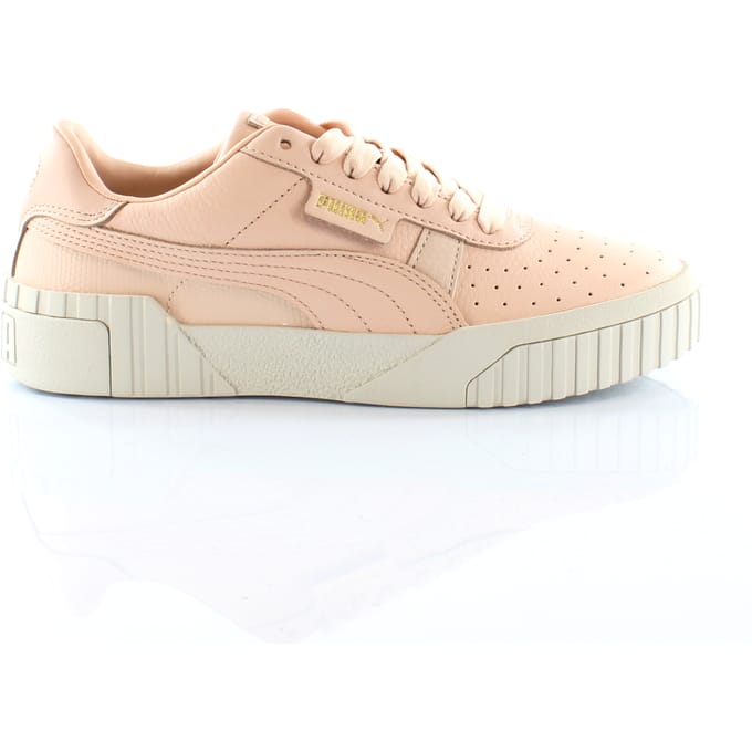 Puma Cali Emboss Cream Tan Leather Low Lace Up Damestrainers 369734 01