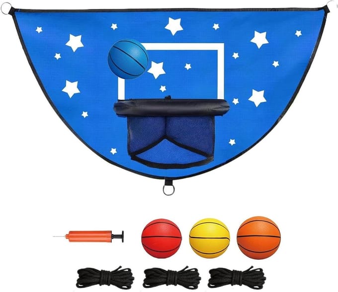 Trampoline Basketbal Set - Dunk Spel - Actief Spelen - Veilige Constructie - 98x50 cm - Blauw
