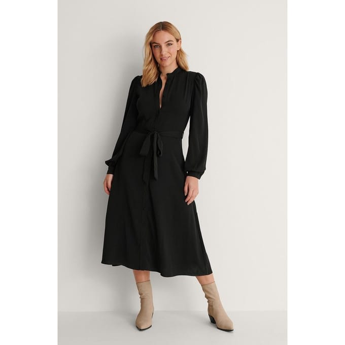 NA-KD Balloon Sleeve Midi Dames Jurk - Maat 38
