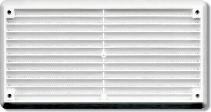 PVC ventilatierooster met wit gaas 260 x 165 mm