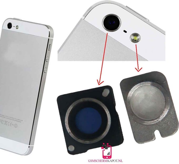Camera Lens Cover + Flash Diffuser iPhone 5 – Zwart