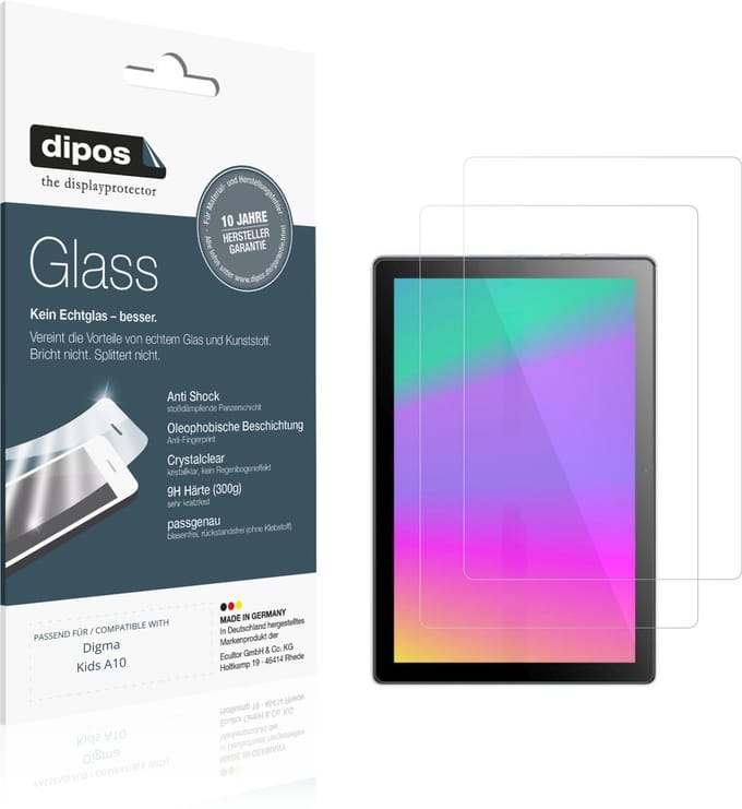 dipos – 2x Pantserfolie geschikt voor Digma Kids A10 | 9H Screenprotector
