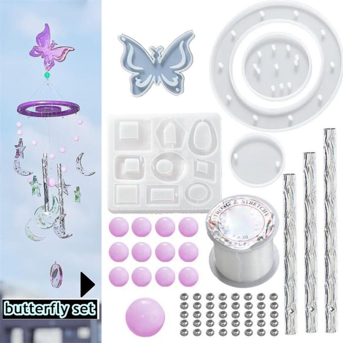 6 stijlen windgong epoxyhars mal voor ornament DIY butterfly set