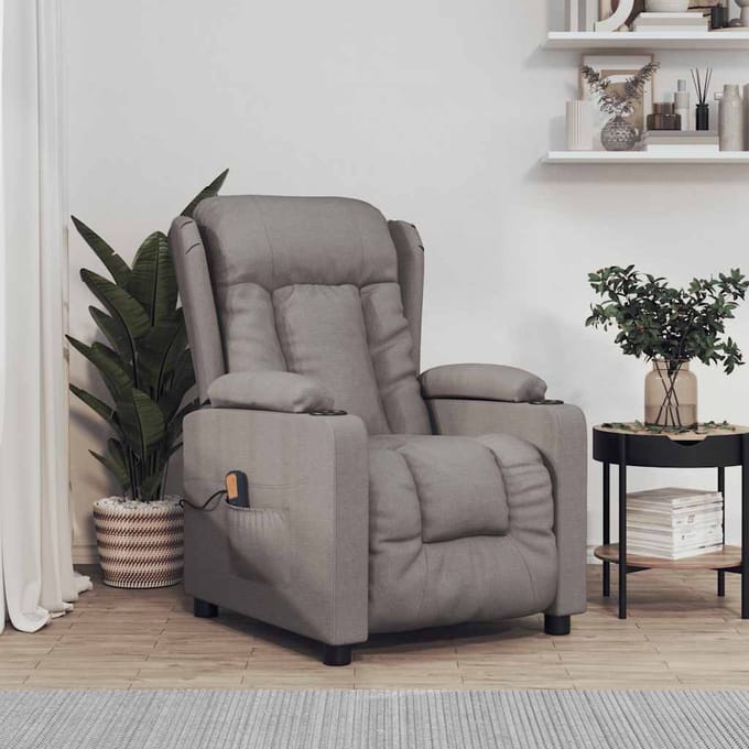vidaXL - Massagestoel - stof - taupe