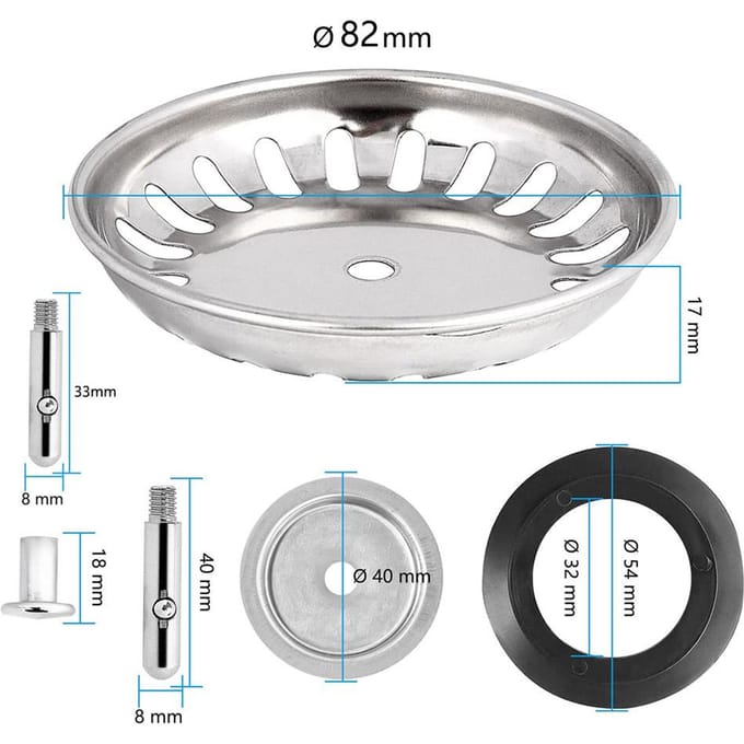 1PC 80/82/84mm Premium Crépine d'Évier de Cuisine de Remplacement Bouchon de Vidange Filtre de Vidange d'Évier Acier Pour Accessoires d'Éviers de Salle de Bain white
