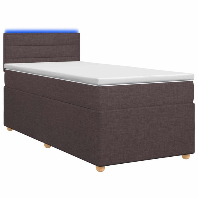 vidaXL - Boxspringbed - met - matras - Donkerbruin - 90 - x - 200 - cm - Stof