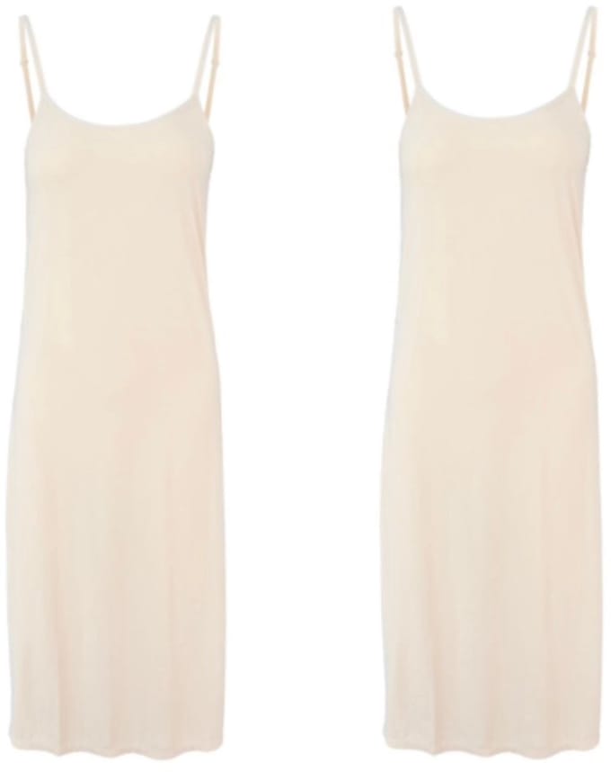 Dames Onderjurk lang - Set van 2 - 713 S/M 36-38 ( 112CM) beige