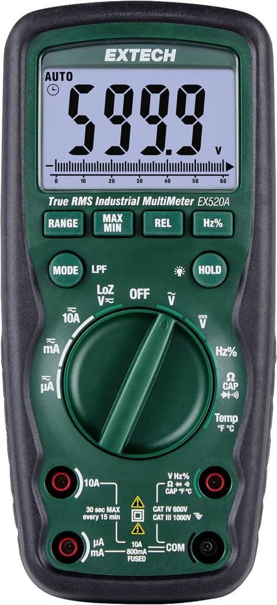Extech EX520A Multimeter Digitaal – CAT IV 600 V – Weergave (counts): 6000