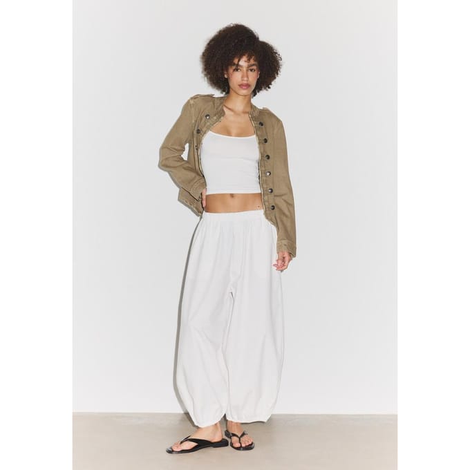 Stradivarius Top met polyamide bandjes  Ecru M