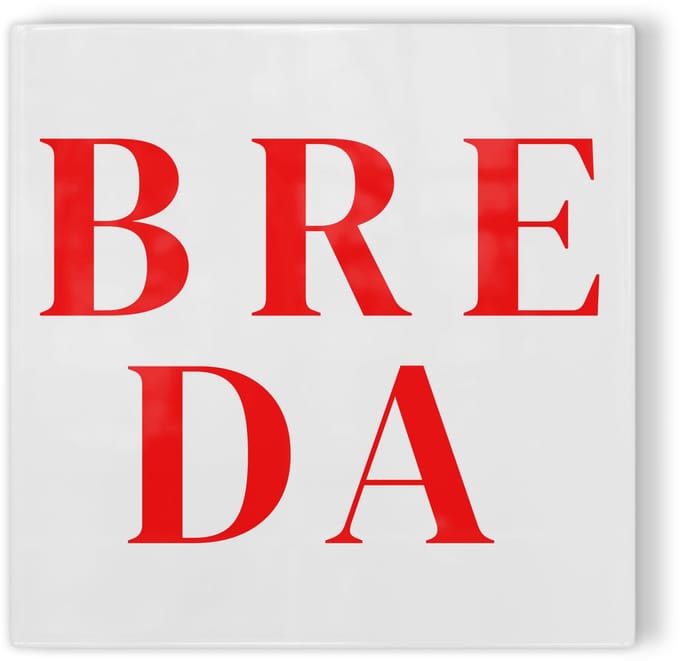 Tegeltje Breda - wit rood - tegeltje stad - tegeltje met tekst
