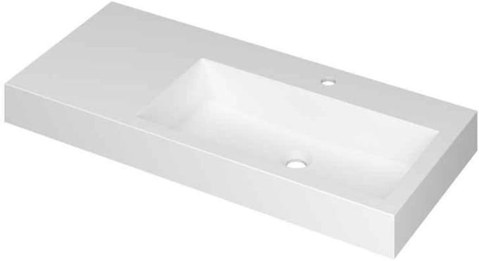 INK Momento Wastafel Polystone Wasbak Rechts met 1 Kraangat - 1000x450x90 mm - Mat Wit