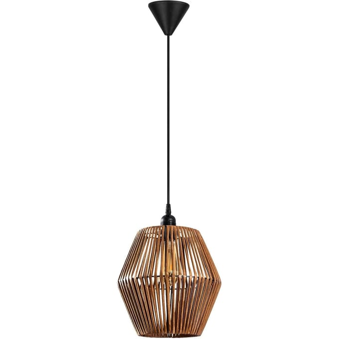 Houten hanglamp woonkamer Gonio | Opviq
