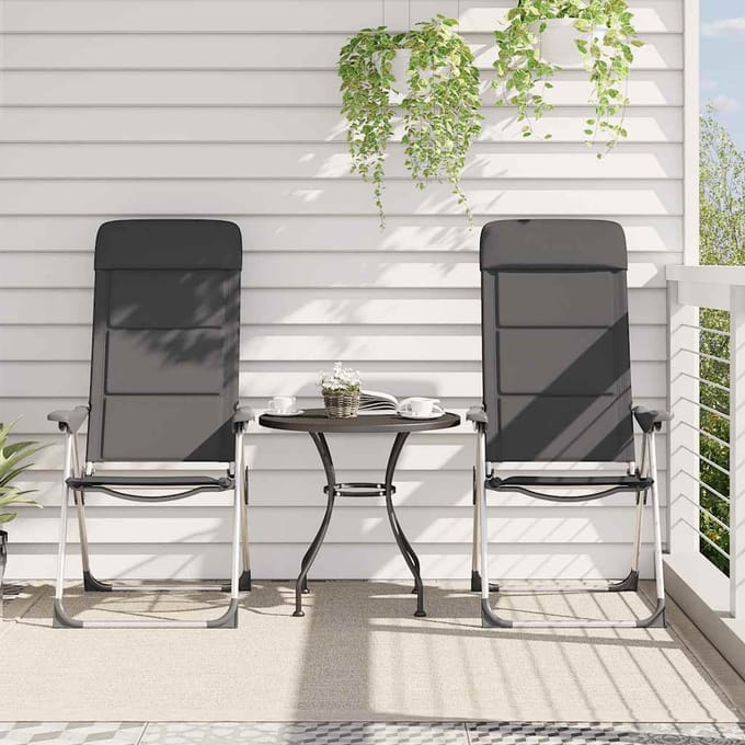 vidaXL - Campingstoelen - 58x69x111 - cm - aluminium - grijs - 2 - st