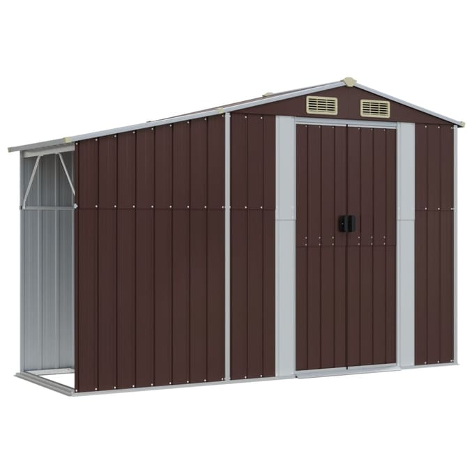 vidaXL - Tuinschuur - 277x93x179 - cm - gegalvaniseerd - staal - bruin