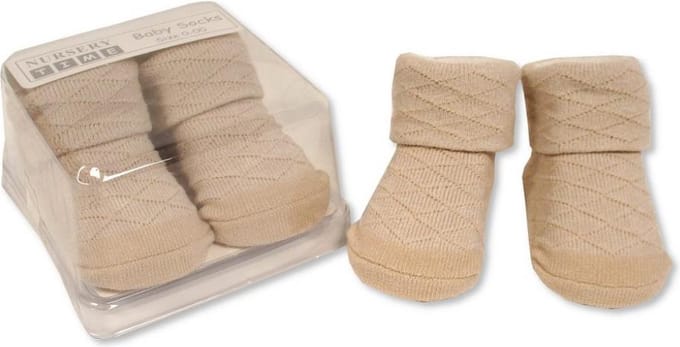 Nursery Time Babysokjes Diamant Patroon In Giftbox Newborn Coffee BW-61-2114