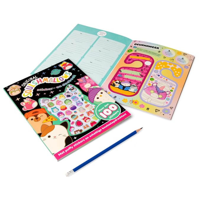 Original Squishmallows Sticker- En Doeboek - De Super Squishy Club - Witte Leeuw