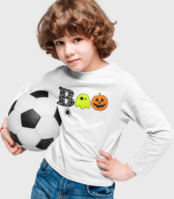 Starry Indigo - Halloween Kostuum T-shirt - "Boo" opdruk