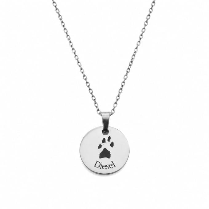 Ketting met Pootafdruk en Naam Zilver