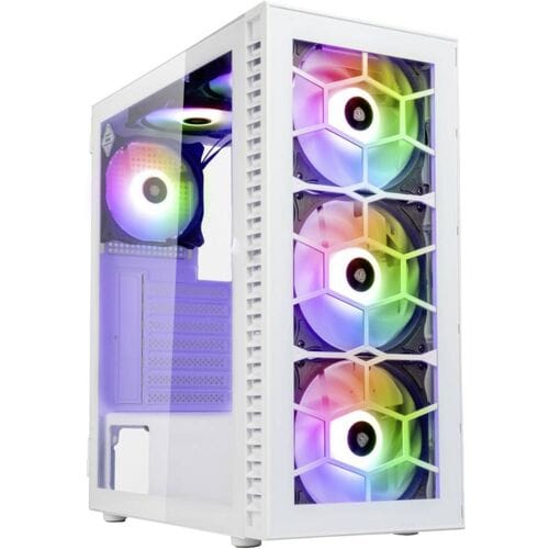 Kolink Observatory HF Glass Midi-tower PC-behuizing Wit 2 voorgeïnstalleerde LED-ventilators, 4 voorgeïnstalleerde LED-ventilators
