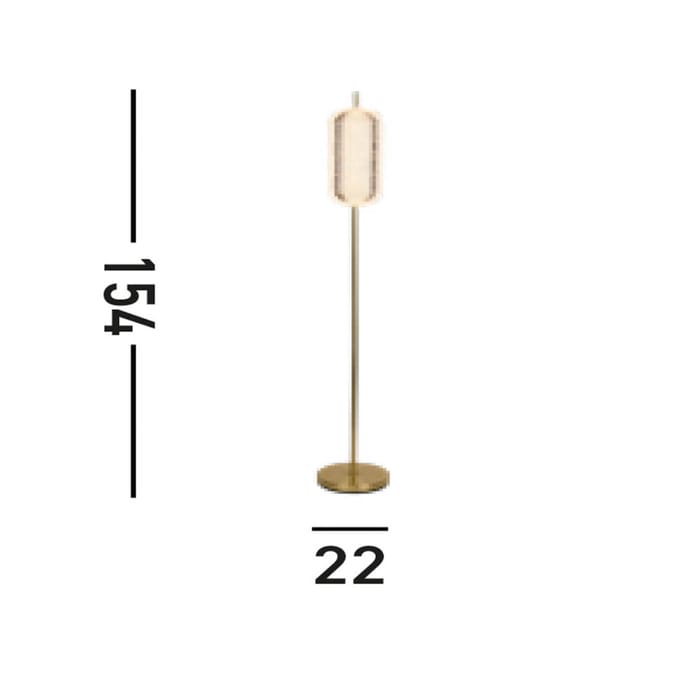 Searchlight Capsule LED vloerlamp, messingkleurig, ijzer, acryl