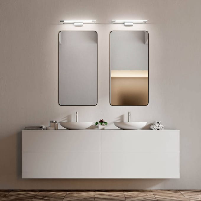 Fabas Luce LED wandlamp Rapallo, chroom, IP44, 40 cm