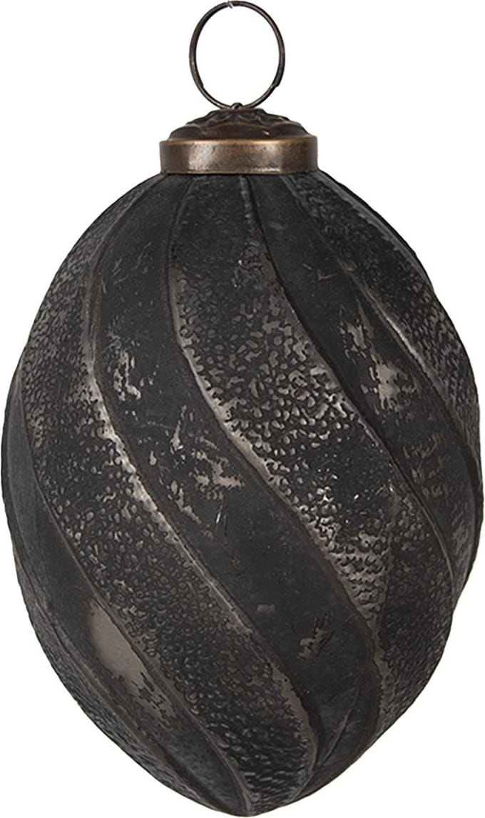 Clayre & Eef Kerstbal Overig Ø 7x10 cm Zwart Glas Kerstballen