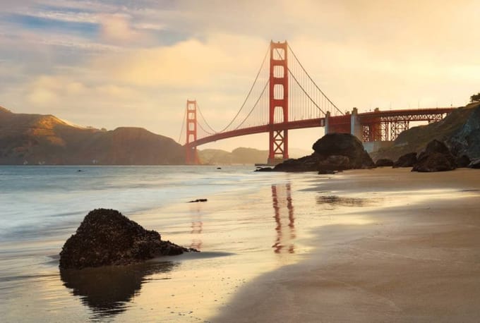 Fotobehang - Golden Gate 400x260cm - Vliesbehang