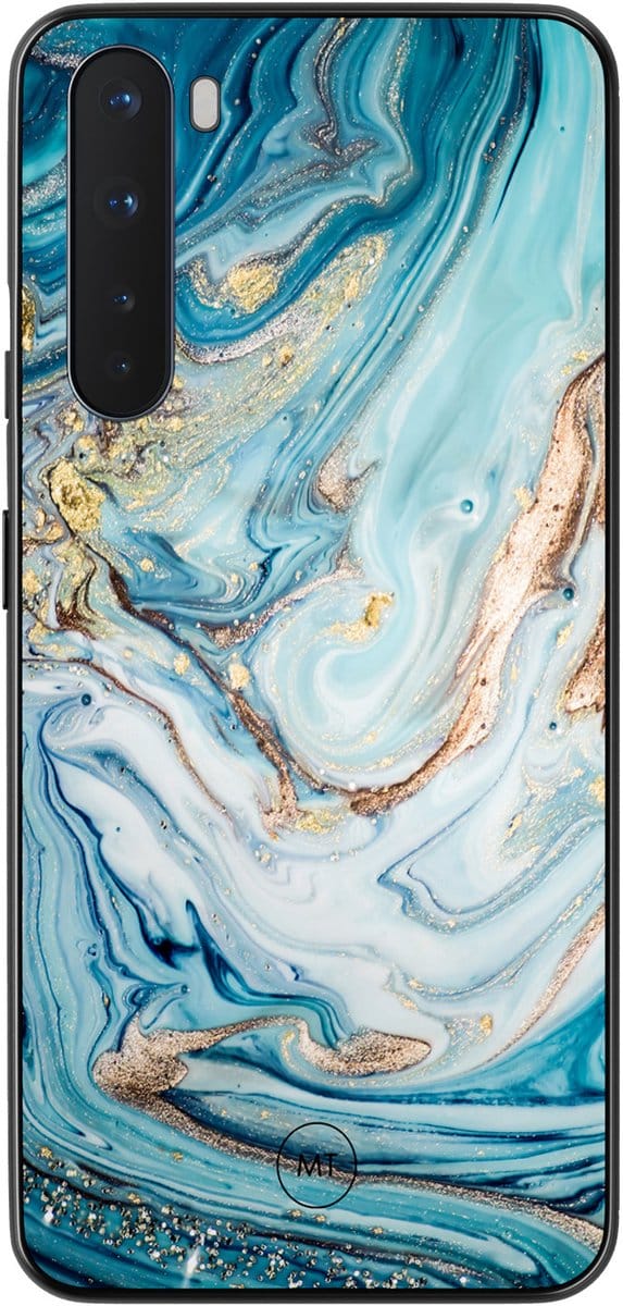 OnePlus Nord hoesje - Marmer blauw goud