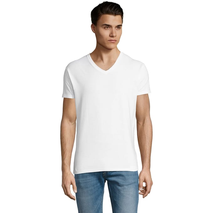 SOLS Heren Imperial V Hals T-shirt (Wit)