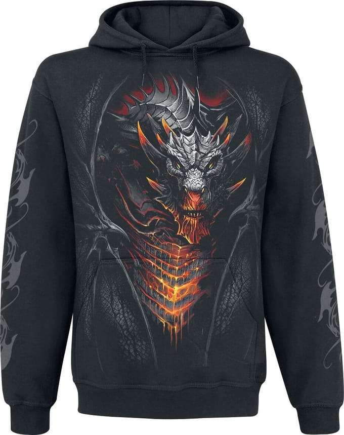 Spiral Draconis Heren Trui met capuchon - zwart - XL
