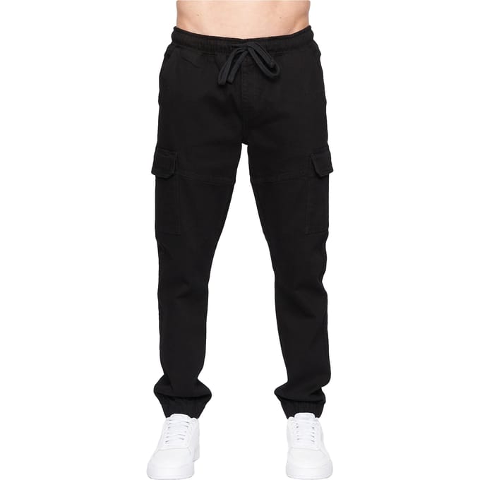 Crosshatch Heren Malimore Gesloten Enkellange Cargo Jeans (Massief zwart)