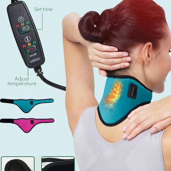 1 STuks USB Drie Temperatuur Verstelbare Elektrische Ergonomische Verwarmende Neksteun Cervicale Wervelkolom Band Massage beige