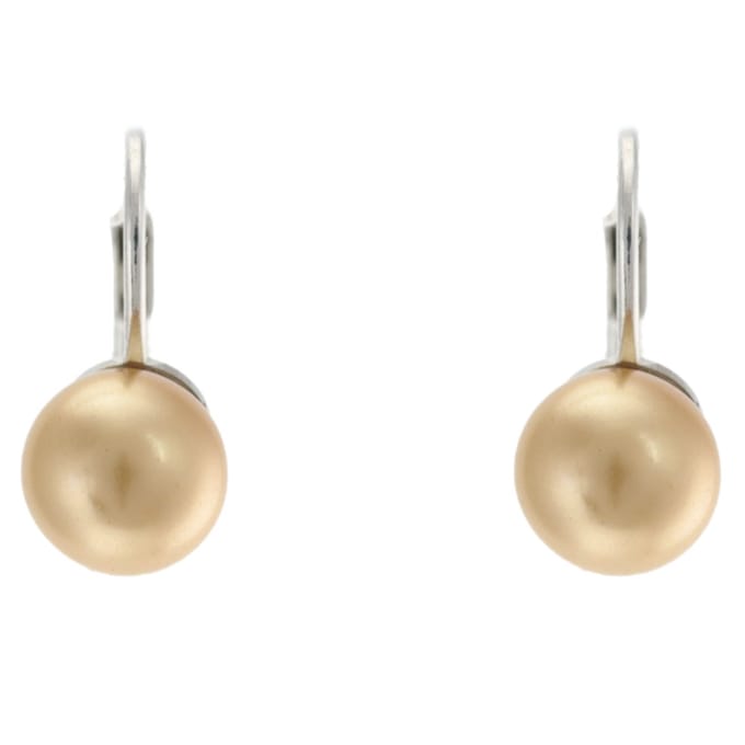 Behave – Oorbellen dames – Champagne glasparel 8 mm – Nikkelvrij – Elegant