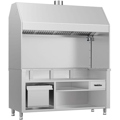 GGM Gastro Neutraal element voor houtskool-/gasgrill BERLIN - 1760mm - RVS zilver