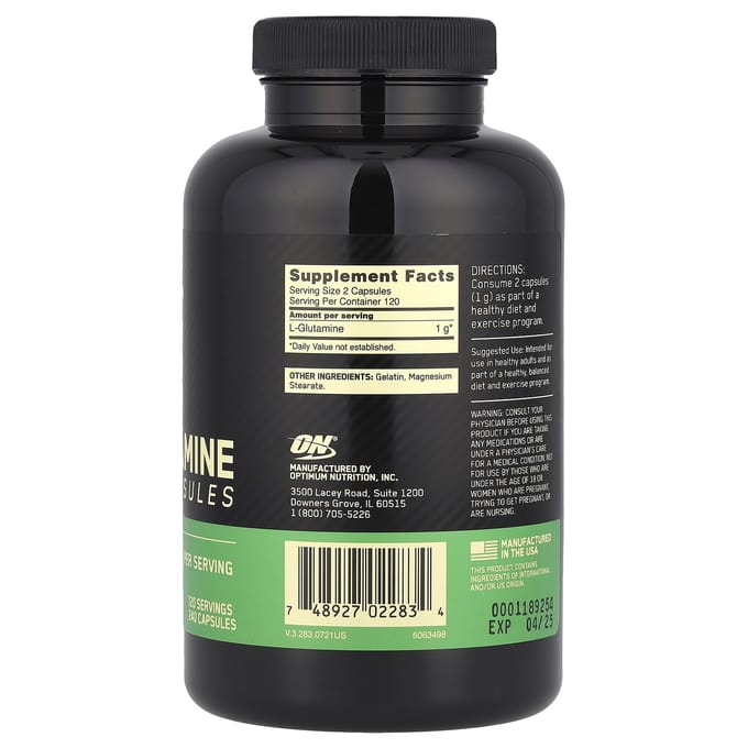 Optimum Nutrition, Glutamine, 1.000 mg, 240 Capsules (500 mg per capsule)
