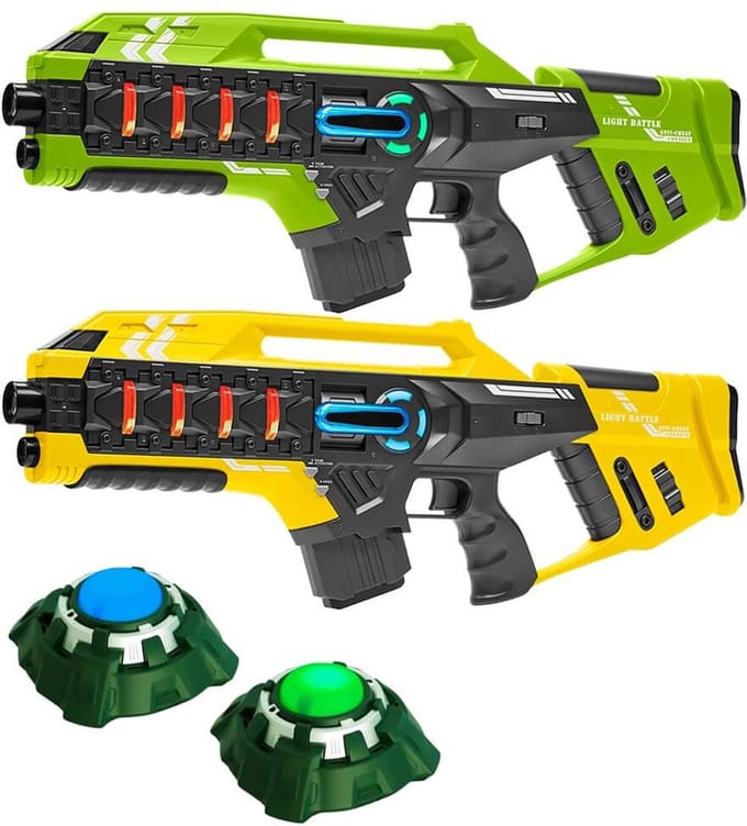 Light Battle Connect Lasergame set - Groen/Geel - 2 Mega Blasters + 2 Targets - Lasergeweren met Anti-Cheat functie - 2 spelers