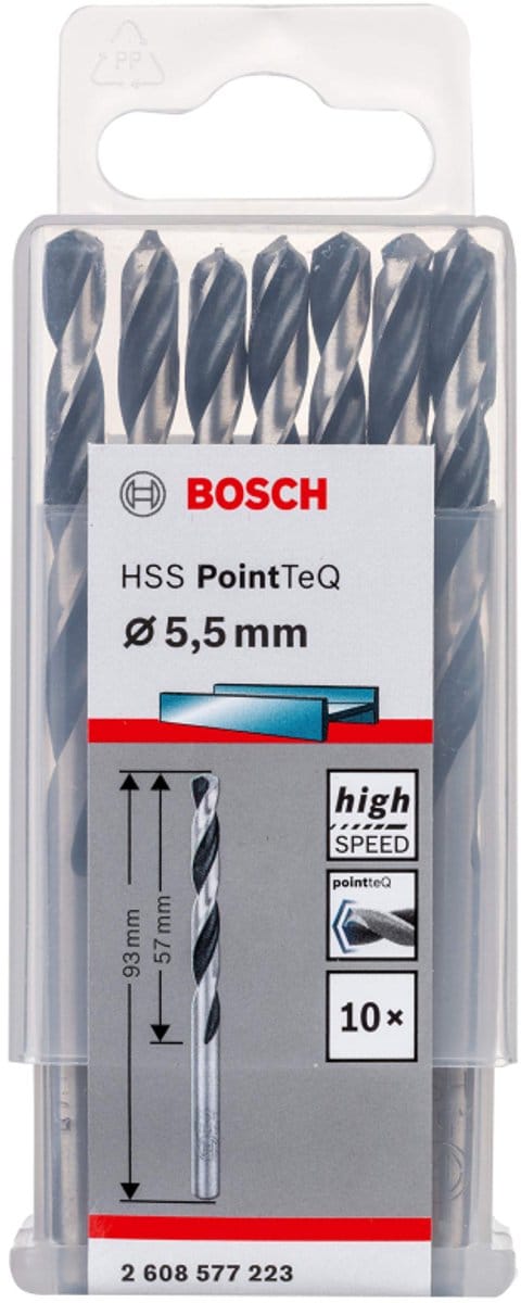 Bosch Accessories 2608577223 2608577223 HSS Metaal-spiraalboor 5.5 mm Gezamenlijke lengte 93 mm DIN 338 Cilinderschacht 10 stuk(s)