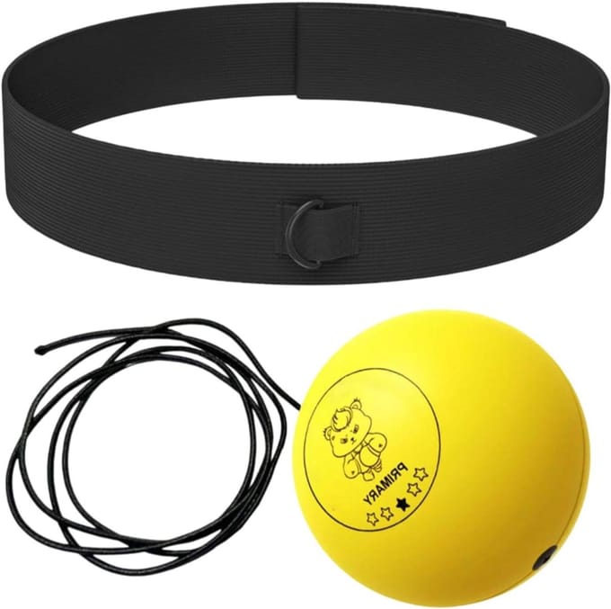 Boks Reflexbal Set - Trainingsbal Hoofdband - Verbeter Reflexen - Duurzaam PU Schuim - 3 Maten Ballen - Geel