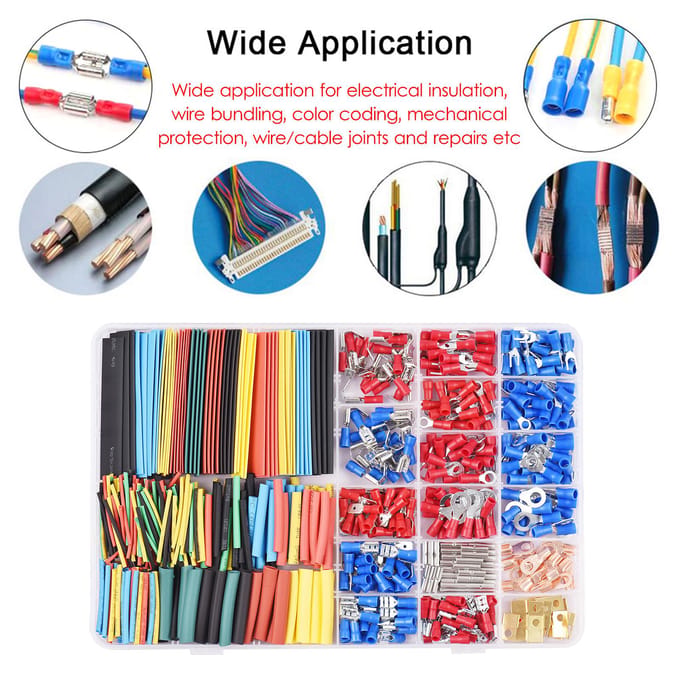 678PCS Terminals & Krimpkous Kit Auto Kabel Draad Elektrische Set 350pcs Terminals Connectoren + veelkleurig