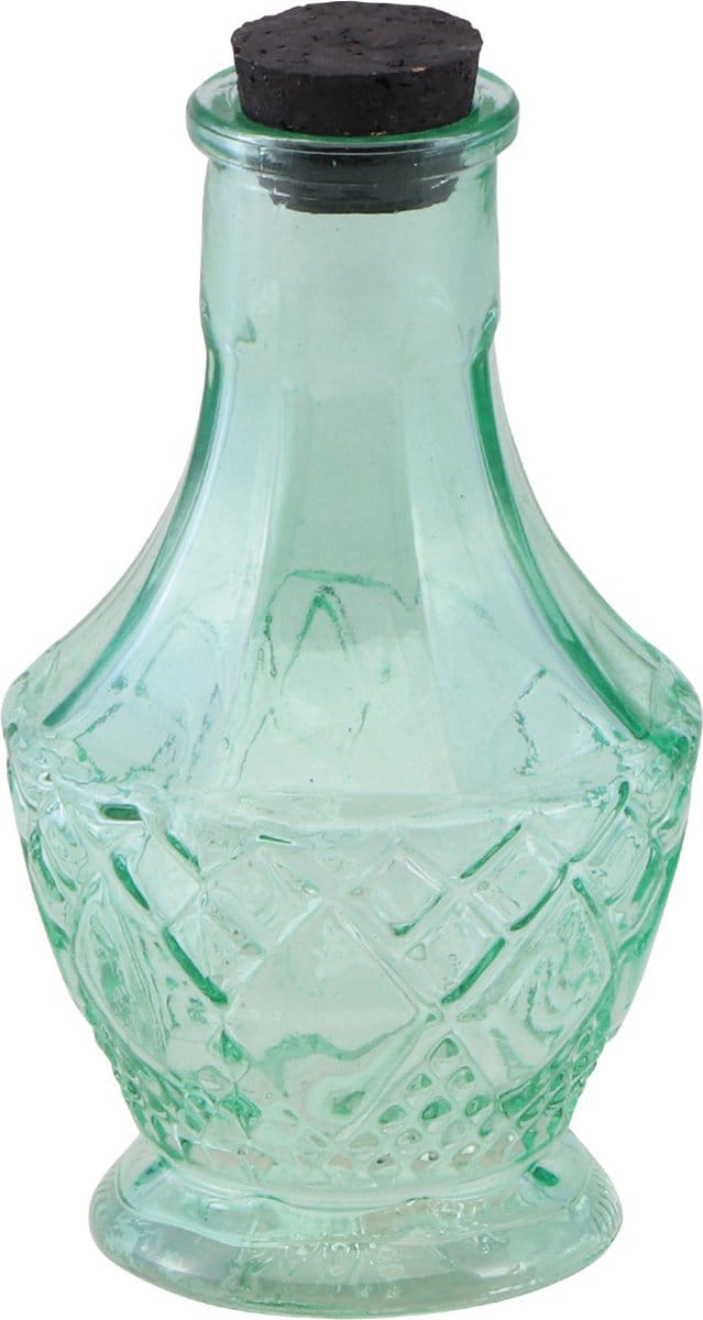 CHAKS - Klein groen glazen flesje 11,5 cm