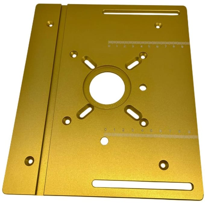 Set van 3 freestafelinzetplaten aluminiumlegering houtfrees flipboard-trimmachine Flip-Board Only goud