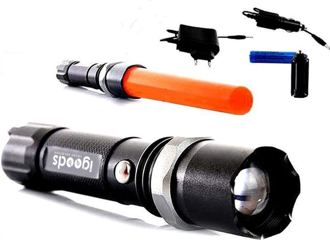Igoods LED Zaklamp Oplaadbaar - militaire flashlight - 2500 lumen - aluminium
